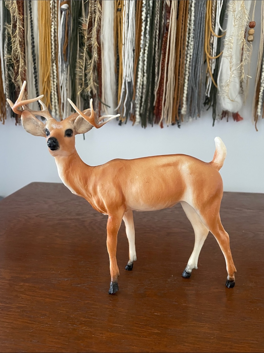 Vintage plastic  Deer Figurine in Warm Brown and Cream